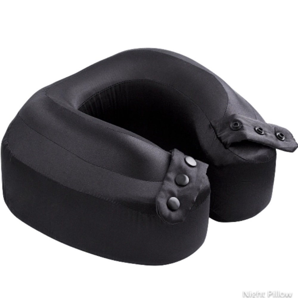 NIGHT Silk Memory Foam Midnight Black Travel Neck Pillow